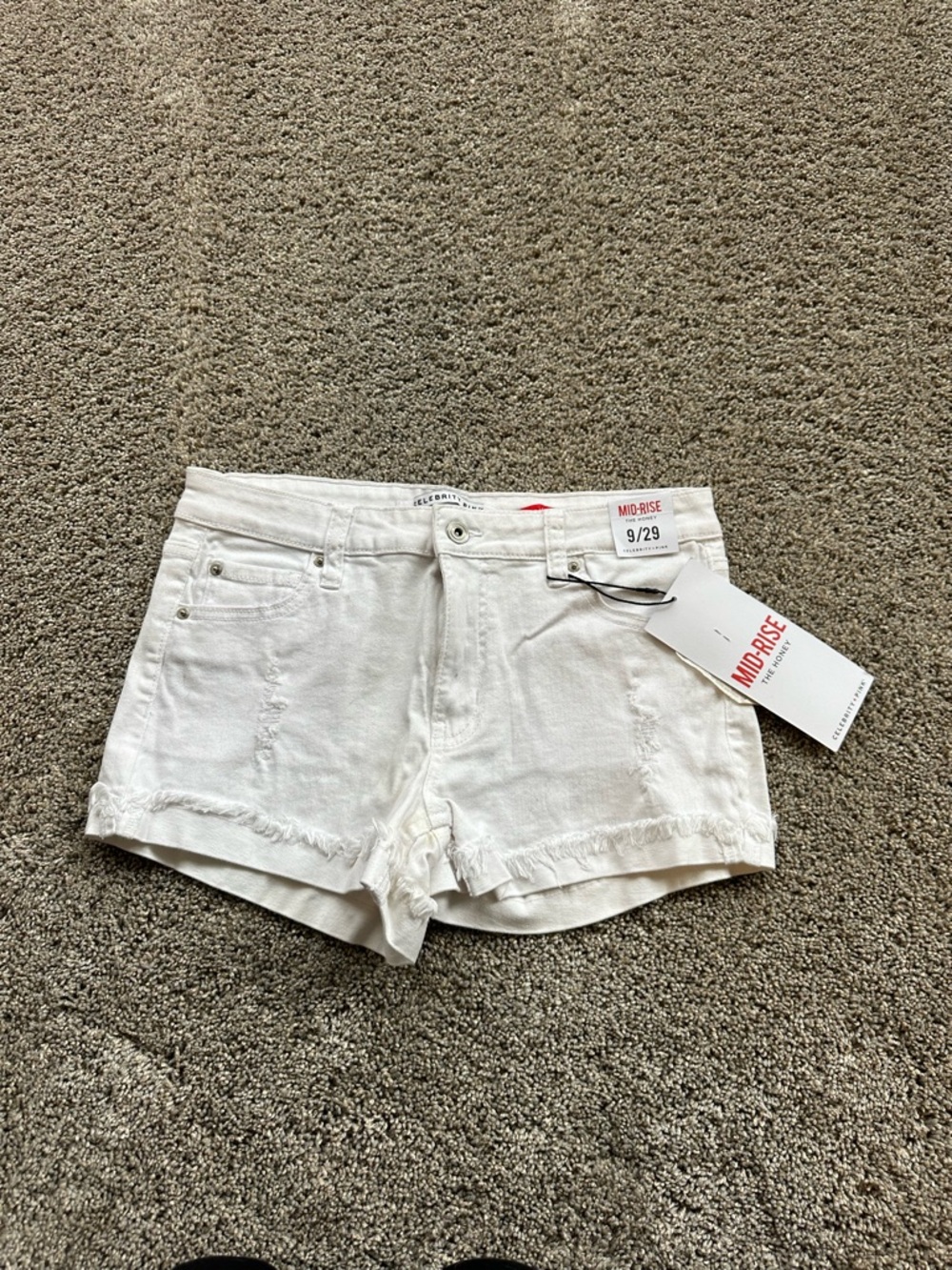 NWT Celebrity Pink “The Honey”  white midrise denim shorts size 9